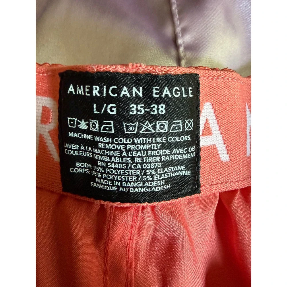 4 Pack American Eagle Satin Boxer Shorts Large Yellow Lavender Coral Tie Dye